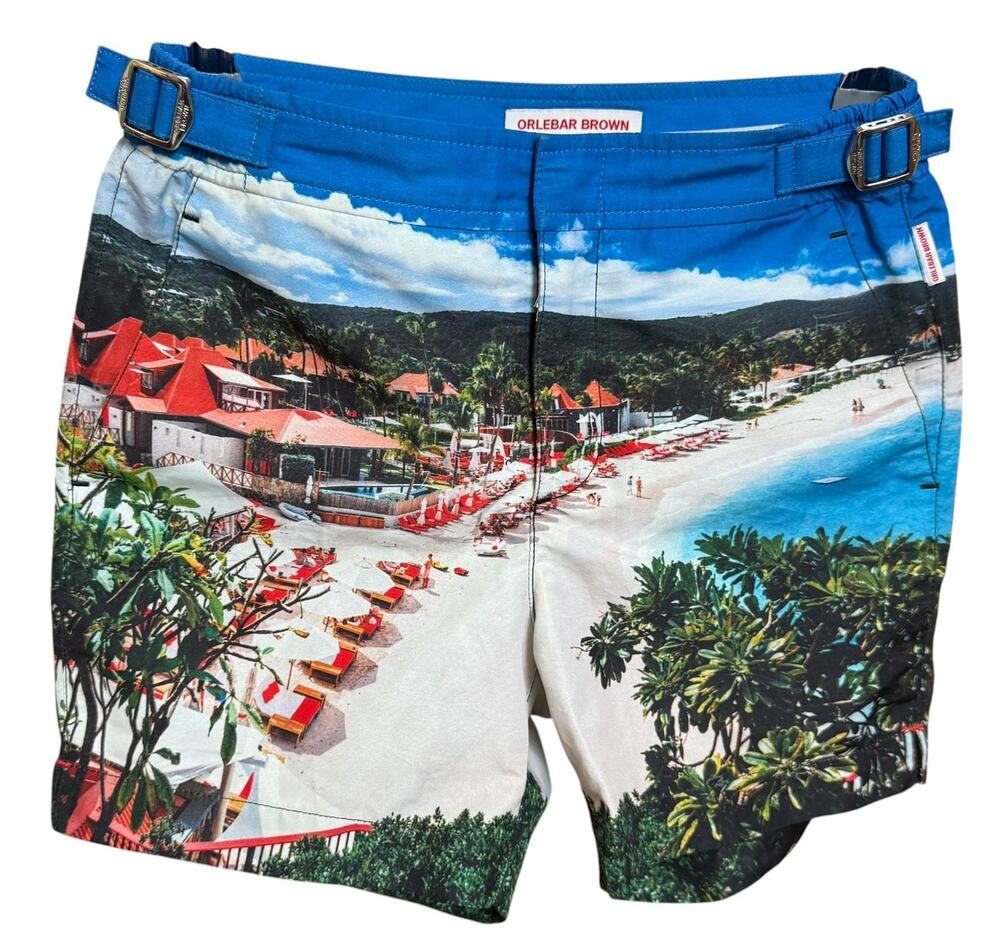 Orlebar Brown Russell Exclusive Beach Print Swim Shorts Boys Age 8 Made Portugal
